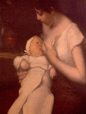 Wie hier auf dem Gemälde von Eugène Carriere zu sehen, ist das mit der Milch gedacht